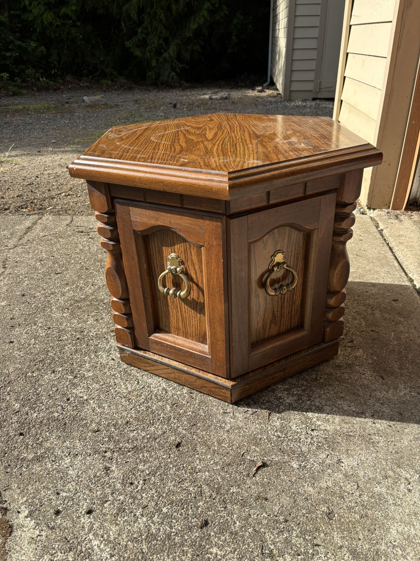 hexagon end table cabinet
