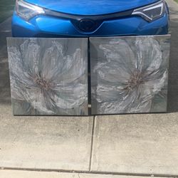 2 Pieces Of Art Flower Art Work