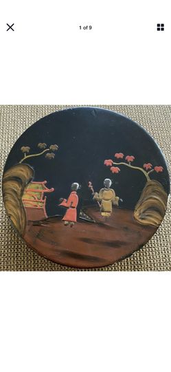 Antique Asian Paper Mache Box With Lacquer Painting