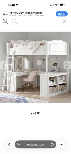 Pottery Barn Chelsea Vanity Loft Bed, Full, Simply White
