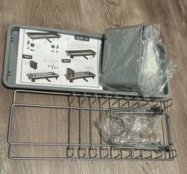 Gray Dish Drying Rack with Utensil Holder