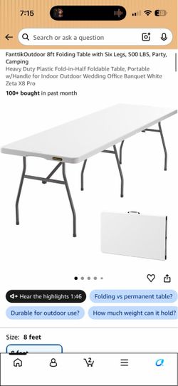 8 feet foldable table
