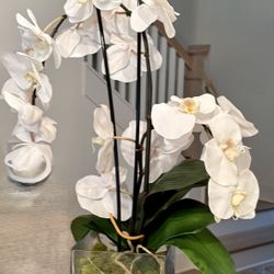 Elegant Faux White Orchid Arrangement