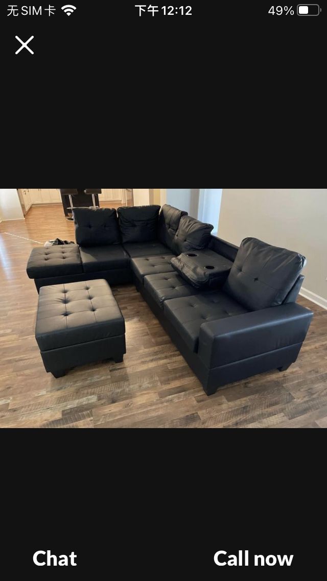 Leather Sectional With Ottoman