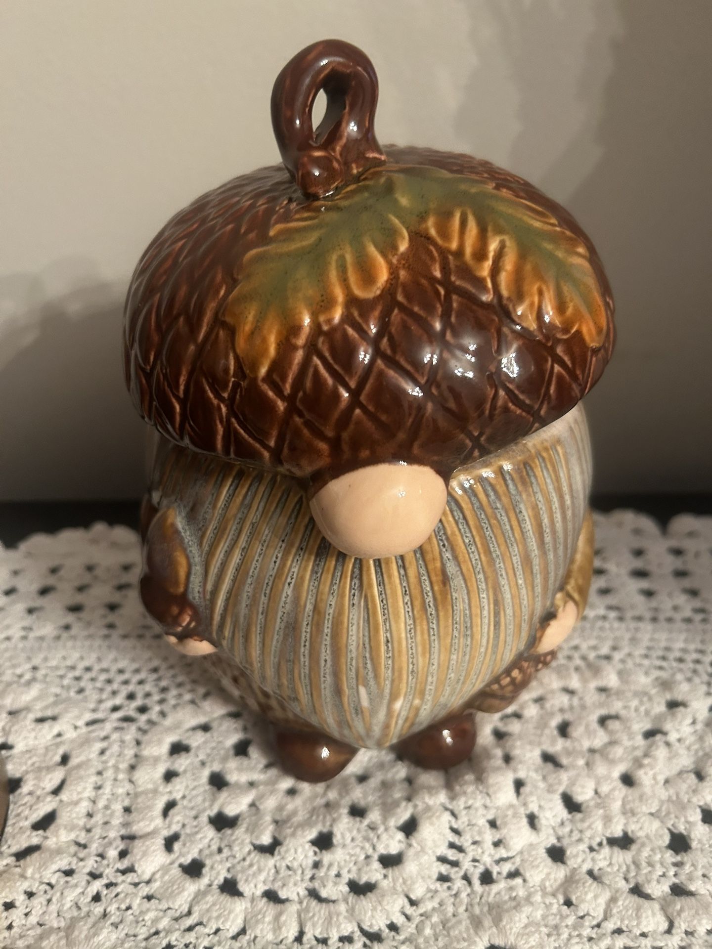 Fall and Winter ceramic Gnome Jar