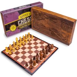 VINTAGE WOODEN CHESS BOX SET