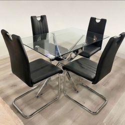 Dining Table Set 4 Chairs New Black Chairs ( 4 Colors)