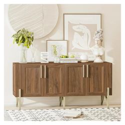 Century Modern TV Stand 65", Modern Sideboard Buffet Cabinet, Walnut Media Console for Living Room, with Storage,Storage