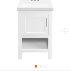 New Glacier Bay 18.5 in. W × 16.25 in. D x 33.75 in. H Single Sink Bath Vanity in White $75 NO BOX