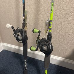 2 Reel And Rod Baitcaster Combos (lefty)