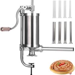 Sausage Stuffer, Stainless Steel Homemade Sausage Maker Vertical Meat Filling Kitchen Machine, Packed 8 Stuffing Tubes (2.5LBS VERTICAL)