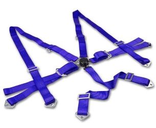 LA Zona Auto Parts 6 Point Universal Seat Belt 3 inch Wide Sinturon de Seguridad de Carreras Blue Azul Automobile
