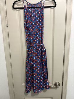 41 Hawthorn Womens Med Nautical Sailboat Halter Keyhole Neck Dress Summer Spring