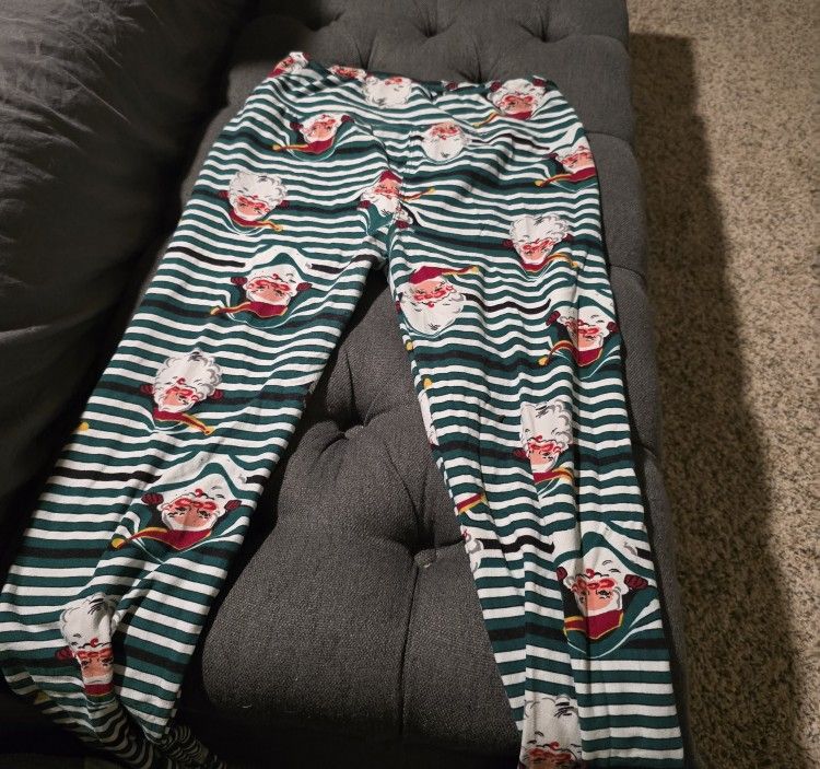 Lularoe Santa Leggings OS