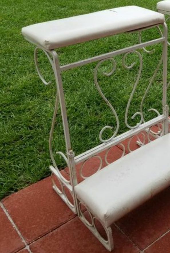 One Vintage wrought iron prayer kneeler purposed plant stand