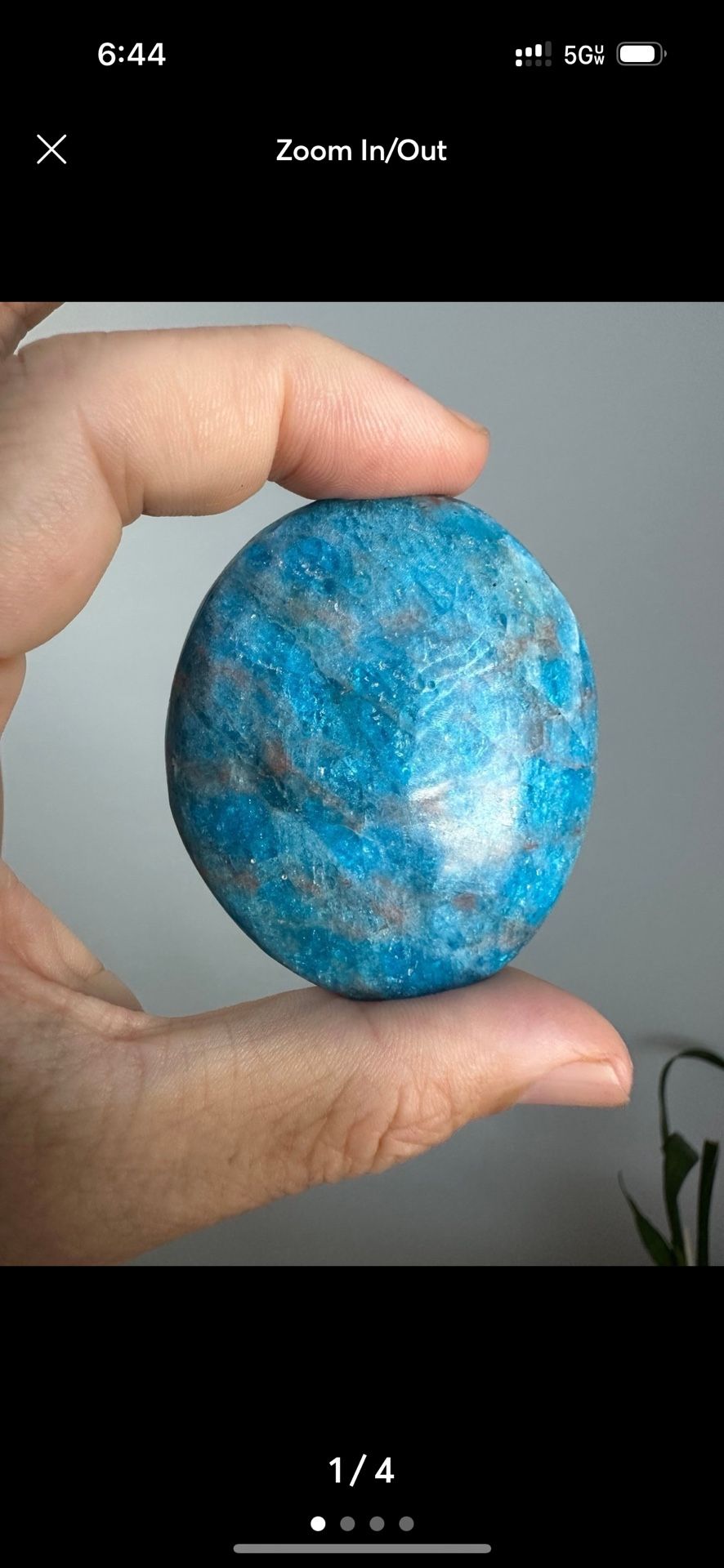 Super Blue Apatite Crystal Palm Stone