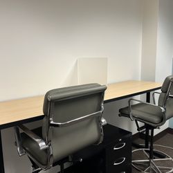 2 SoHo Drafting Chairs And High top Work Station