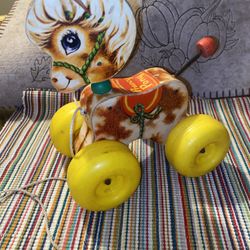 Vintage 1965 Fisher Price 617 Prancy Pony Horse Toddler Pull Toy Gallup Sounds