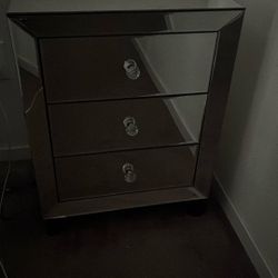 Two Mirrored Night Stands 