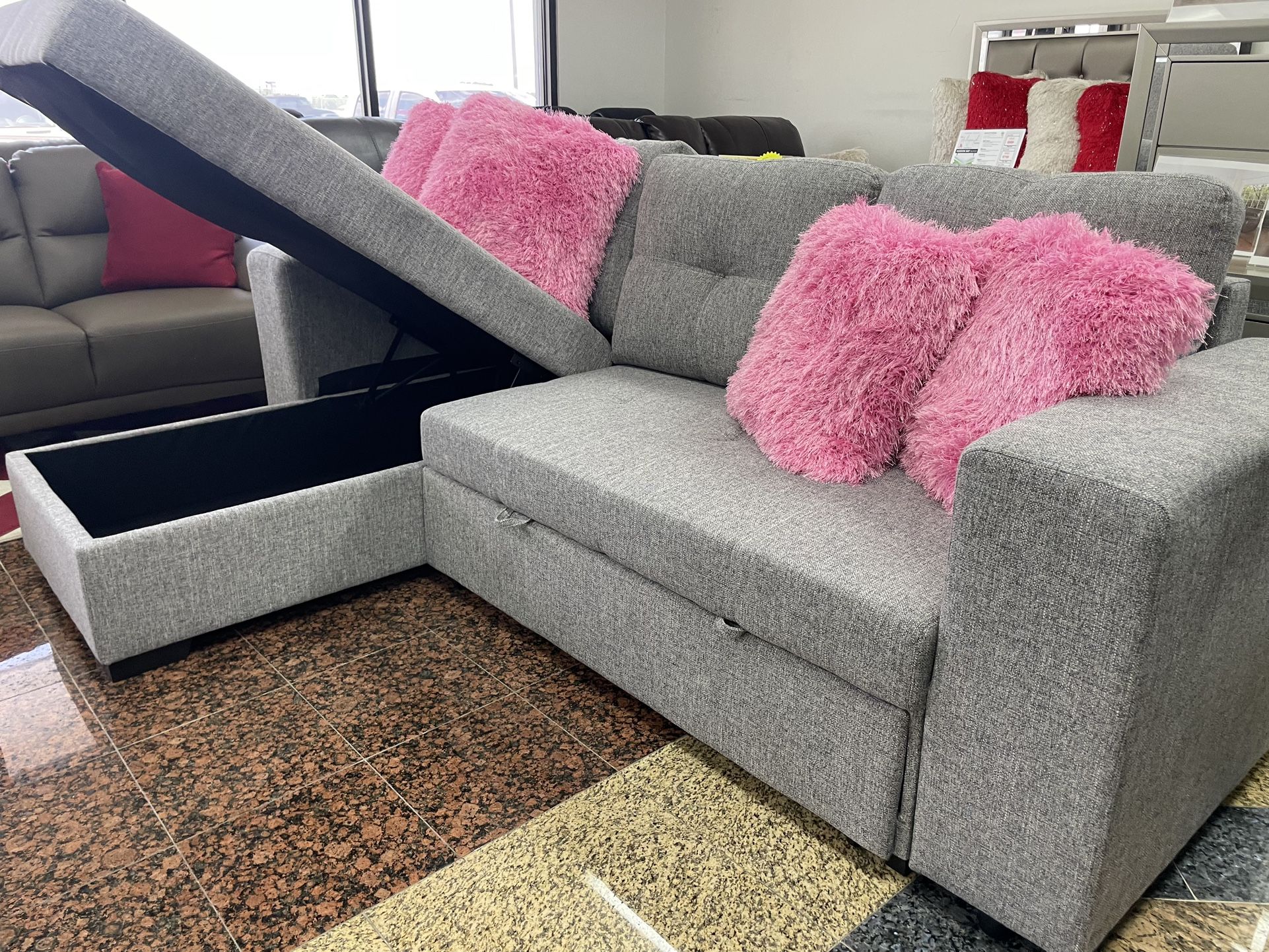 SECTIONAL W/ STORAGE CHAISE AND PULL OUT SOFA~~DELIVERY TODAY~~NO CREDIT NEEDED INTEREST FREE OPTIONS
