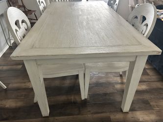 Farmhouse Style Large Wood White Kitchen Table