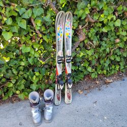 Rossignol Edge 100cm Youth Skis With Rossignol Comp Bindings & Salomon 247mm Size 2 Youth Ski Boots