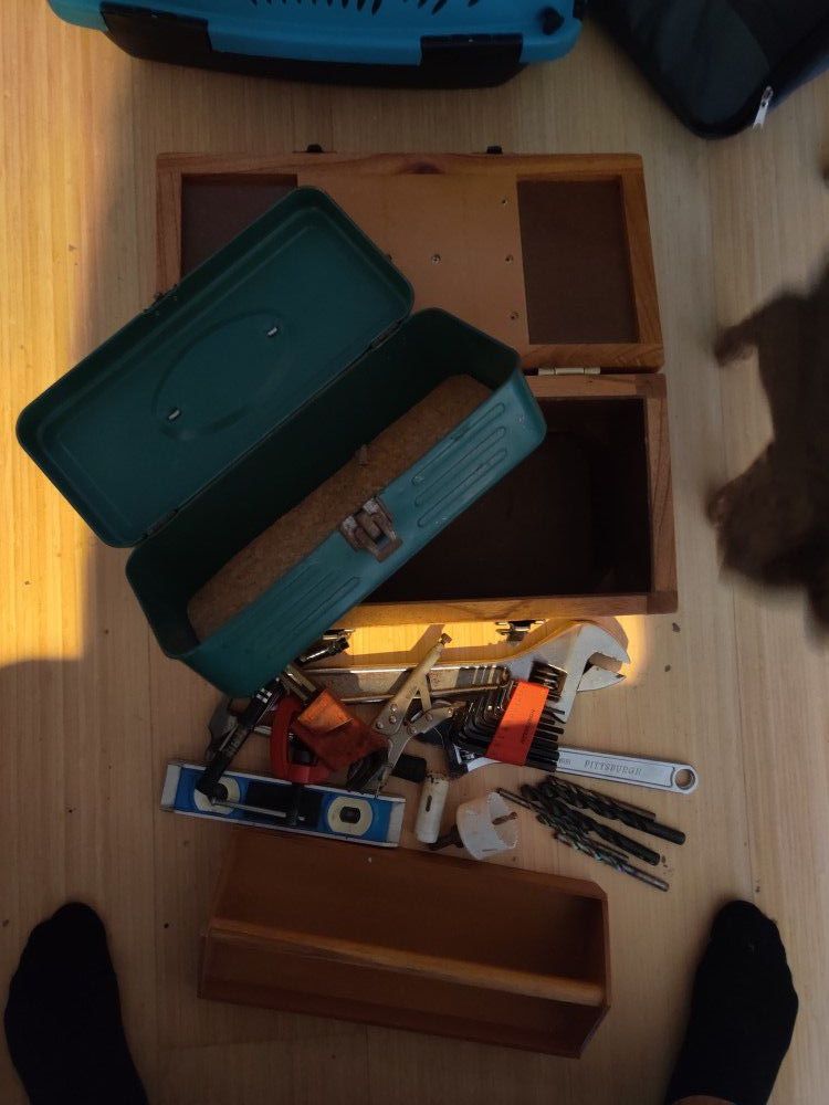 Wood Tool Box With Tools ++