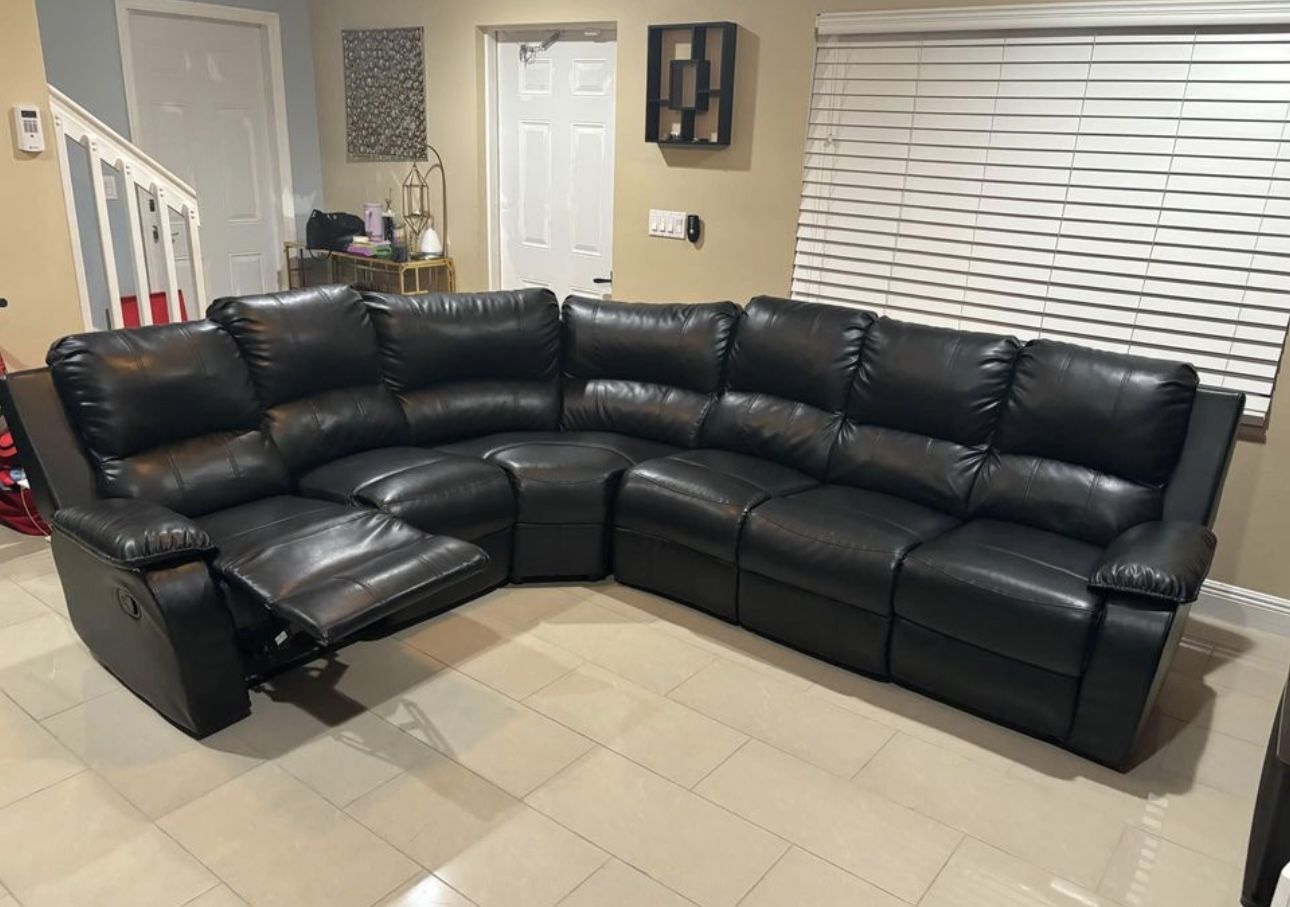 Black Leather Sectional