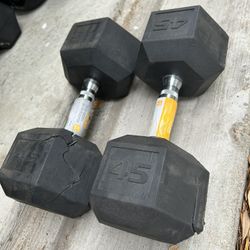 Pair of 45lb rubber dumbbell SEE PICTURE