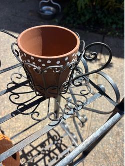 Metal Teapot Planter with Terracotta Pot