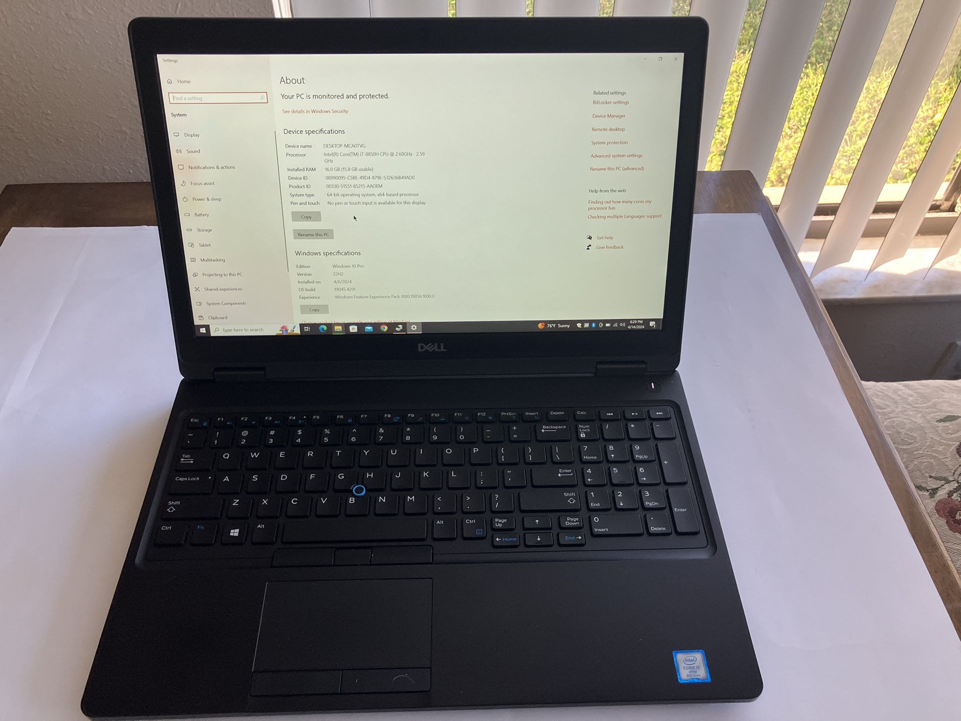 Nice, clean, fast Dell Latitude 5591 15.6” laptop Intel Six Core i7-8850H  16GB  New 256GB  NVMe PCIe SSD W10 Pro  MS Office 2010 Pro. 