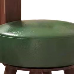 Green Vanity Stool for Makeup Room, Round 360° Rotatable Ottoman Foot Stool, Faux Leather Footrest Vanity Chair for Bathroom Vanity, Bedroom, Living R