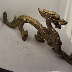11" Unique Chinese bronze Gilt fengshui wealth dragon statue