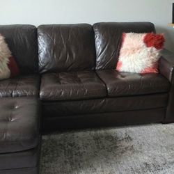 Havertys Leather Sofa + Ottoman – Excellent Condition (Moving Sale)