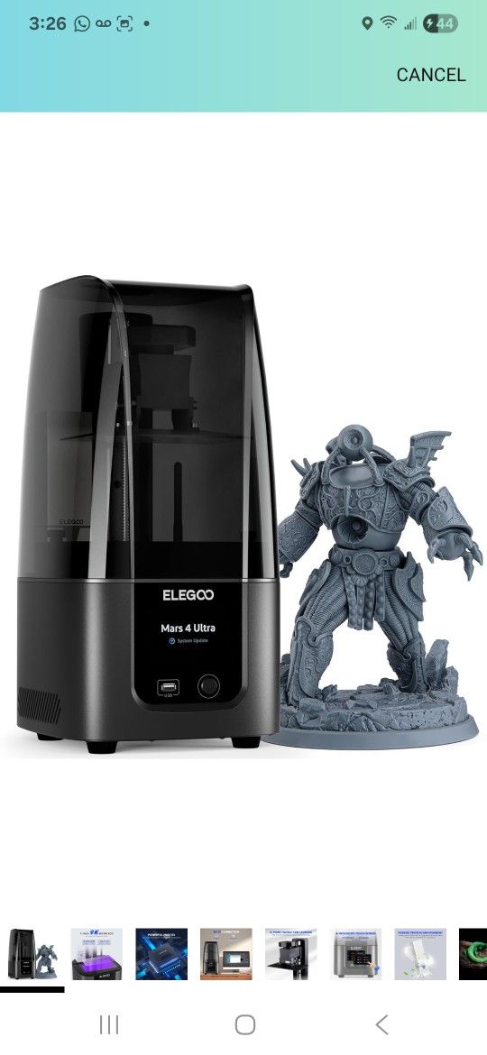 ELEGOO Mars 4 Ultra MSLA 3D Printer with 7" 9K LCD, Wi-Fi, ACF Release Liner Film - 6.5 x 6.04 x 3.06 inches Printing Size