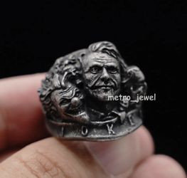 Size 11 Mens Boys Motorcycle Biker Clown Joker Punk Ring For Men