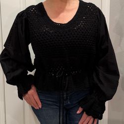 Black crochet long sleeve