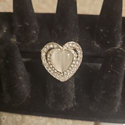 White Heart Adjustable Ring 