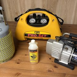 HVAC Equipment (Pro-Set Refrigerant Recovery System,Yellow Jacket Evac pump,recovery tank,1 qt oil.
