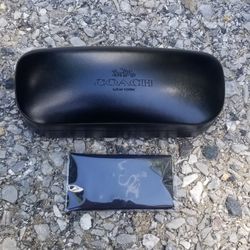 Coach Black Leather Hardshell Eyeglass Case w/cleaning cloth