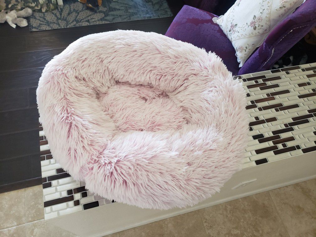Pink, Soft, Shaggy, Small Dog Bed