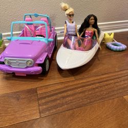 Barbie jeep and boat sale