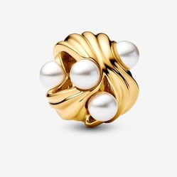 Abstract Waves Charm14k gold plating For Pandora Bracelet Necklace 