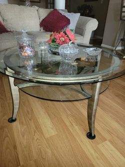 Round Glass Coffee and Matching Tables 