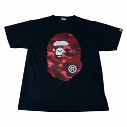BAPE Color Camo Big Ape Head T-Shirt Black Red Adult Size Large L A Bathing Ape OG Rare Streetwear