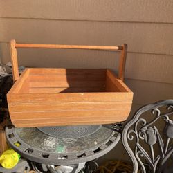 Handmade Wood Basket 9”T & 20”x 15”