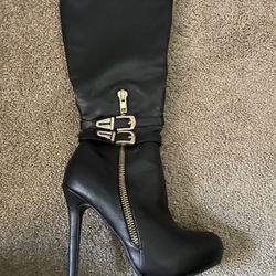 Black Knee High Heels 