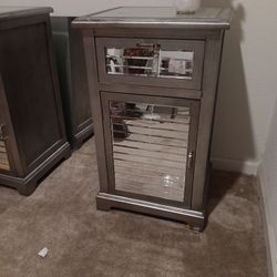 Mirrored And Silver Night Stands (Real Wood)