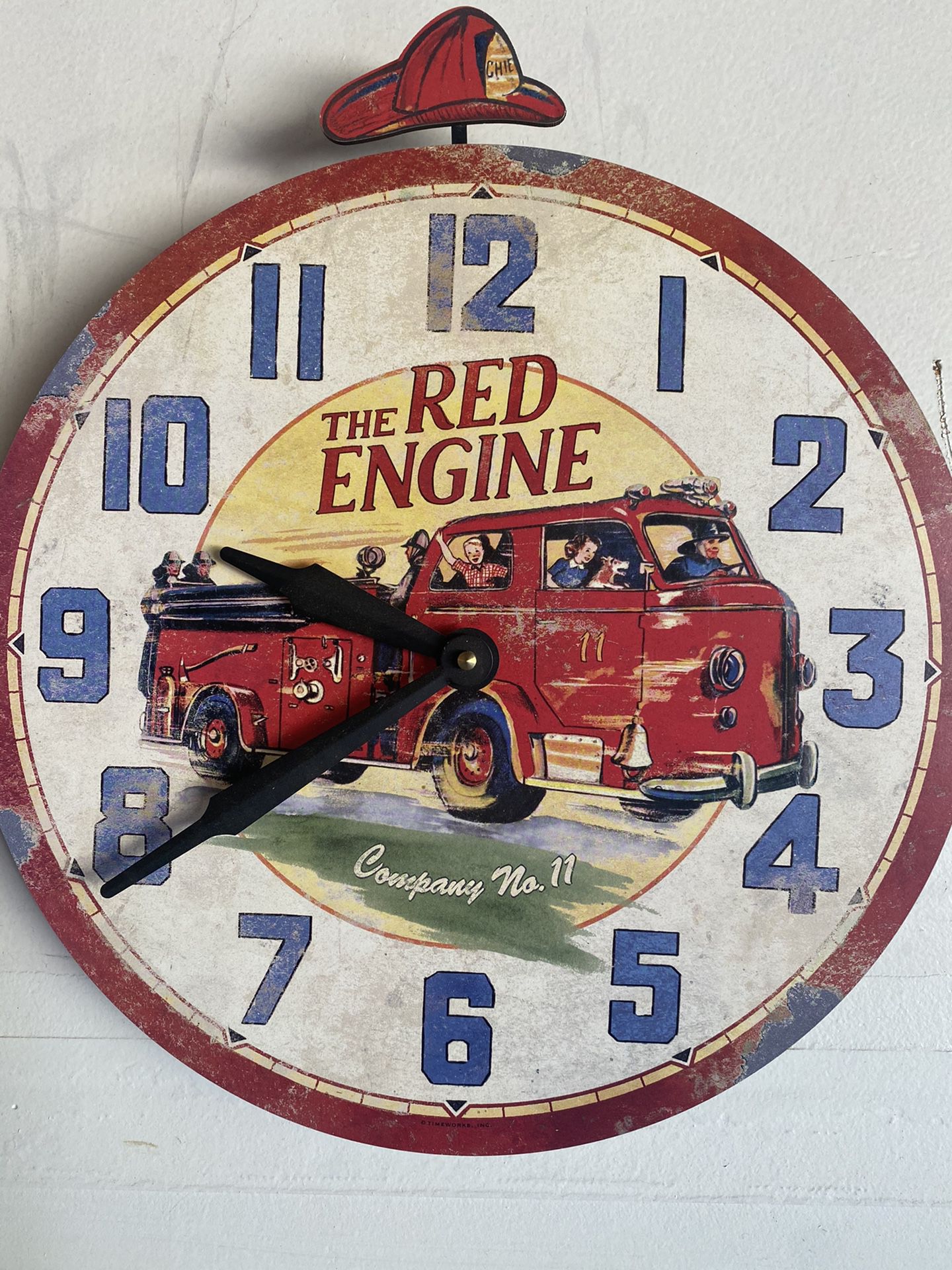 Fire truck 13 inches wall clock