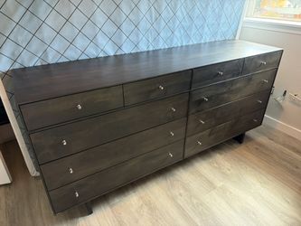 Solid Wood 10-Drawer Dresser – Dark Espresso, 72" Wide